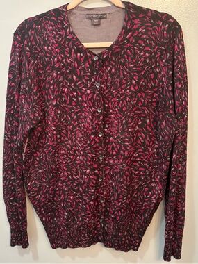 Covington Black Cardigan with Magenta Accent Dots Size XL